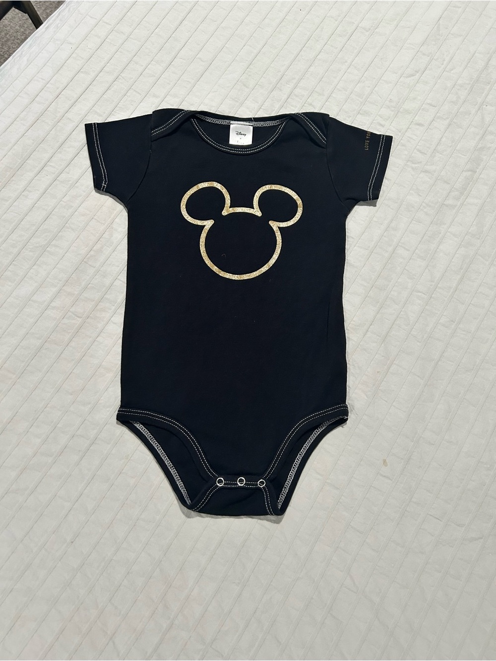 Disney Black Short Sleeve One-Piece with Gold Mickey Outline